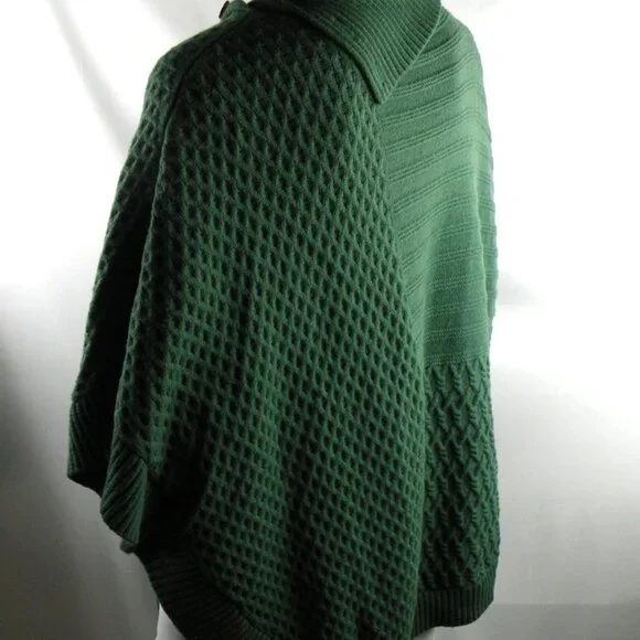 Talbots Green Cable Knit Cape Poncho Sweater - Picture 5 of 7
